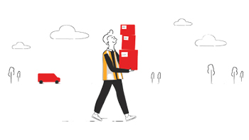 driver with boxes illustration