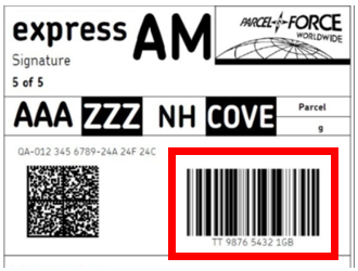 Tracking number example screenshot